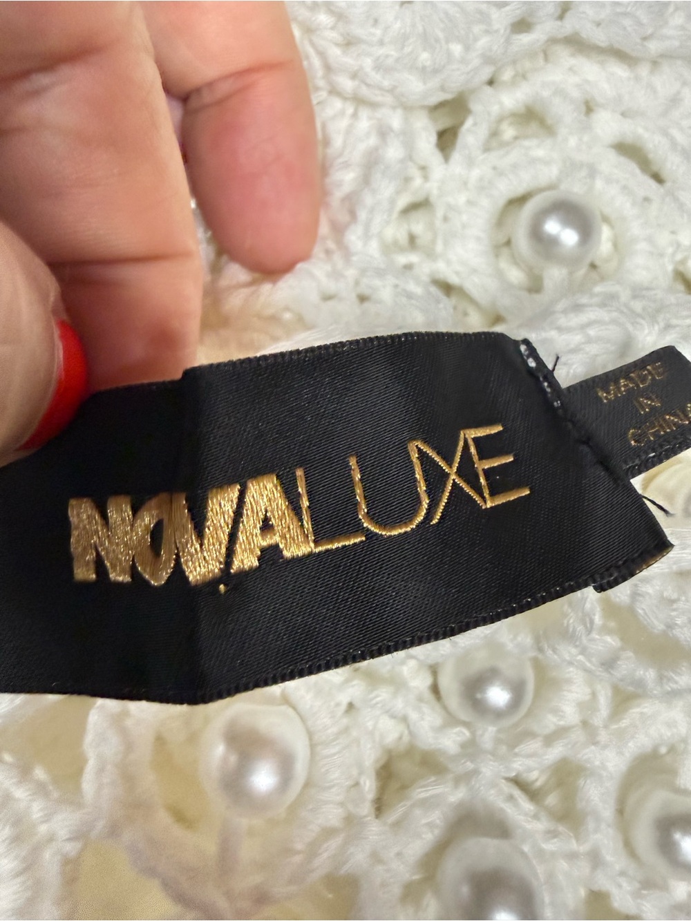 NovaLuxe Crochet Halter Faux Pearl Mini Dress Cover up White XS - Picture 11 of 11